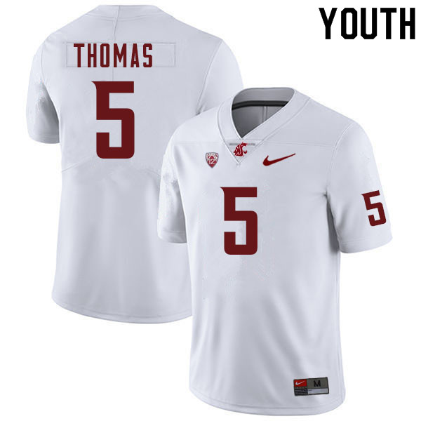 Youth #5 Skyler Thomas Washington Cougars College Football Jerseys Sale-White - Click Image to Close